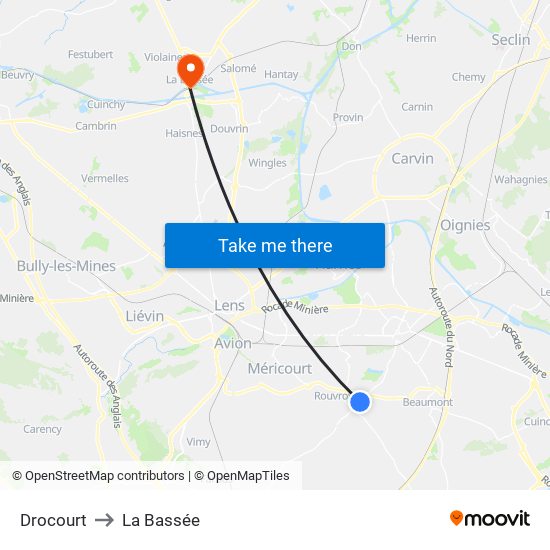 Drocourt to La Bassée map