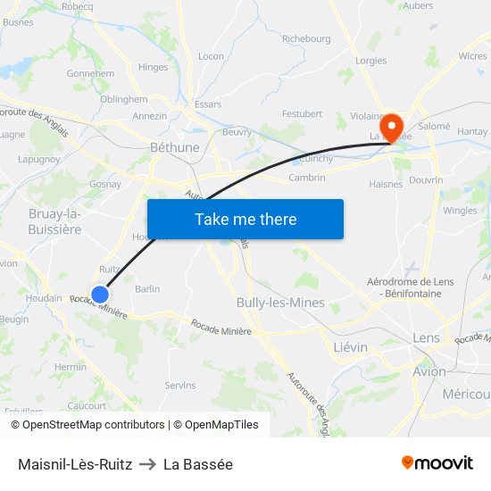 Maisnil-Lès-Ruitz to La Bassée map