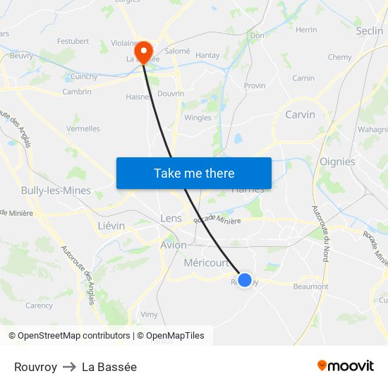 Rouvroy to La Bassée map