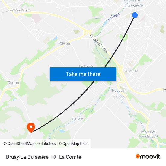 Bruay-La-Buissière to La Comté map