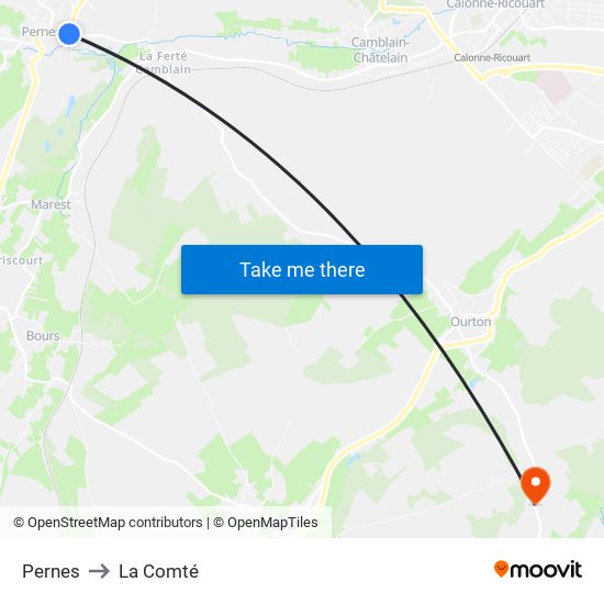 Pernes to La Comté map