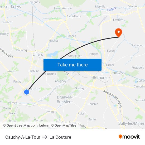 Cauchy-À-La-Tour to La Couture map