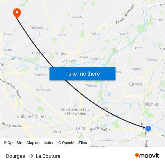 Dourges to La Couture map