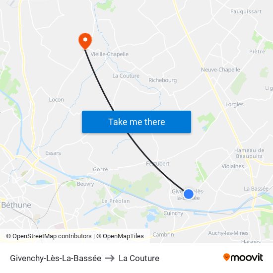 Givenchy-Lès-La-Bassée to La Couture map