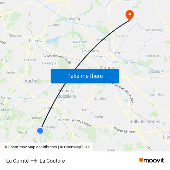 La Comté to La Couture map