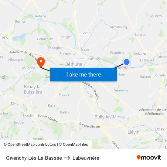 Givenchy-Lès-La-Bassée to Labeuvrière map
