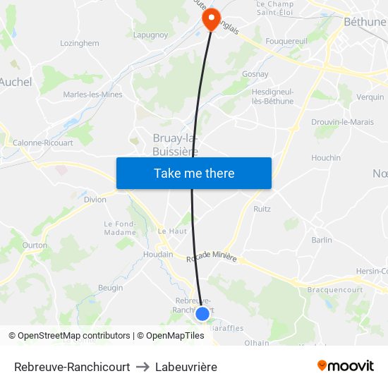 Rebreuve-Ranchicourt to Labeuvrière map