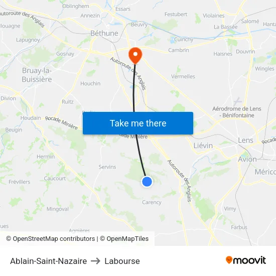 Ablain-Saint-Nazaire to Labourse map