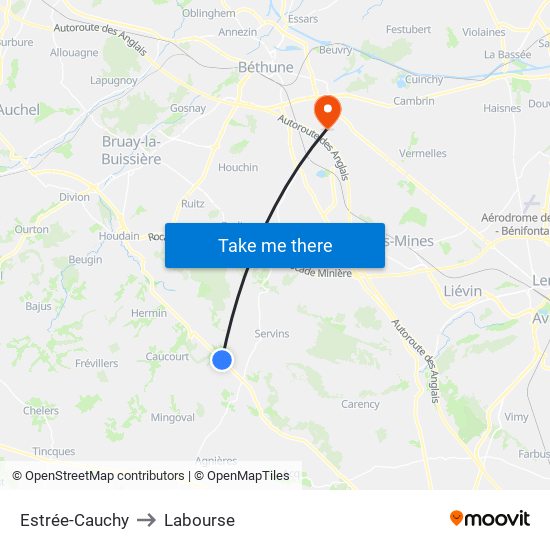 Estrée-Cauchy to Labourse map