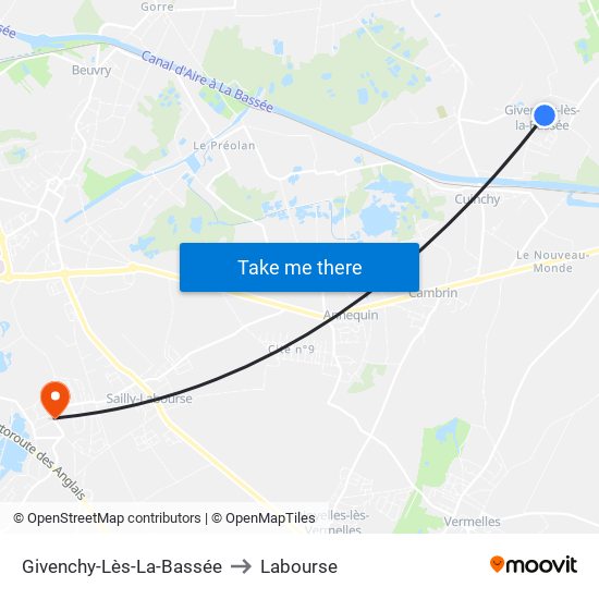 Givenchy-Lès-La-Bassée to Labourse map