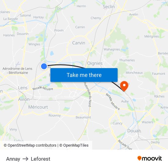 Annay to Leforest map