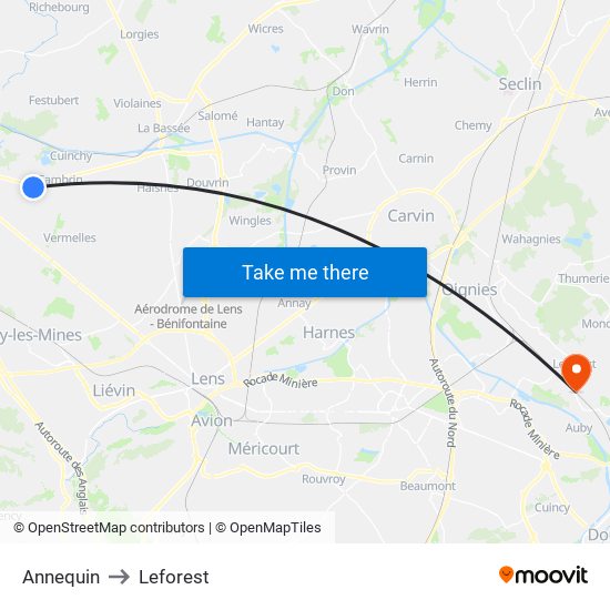 Annequin to Leforest map