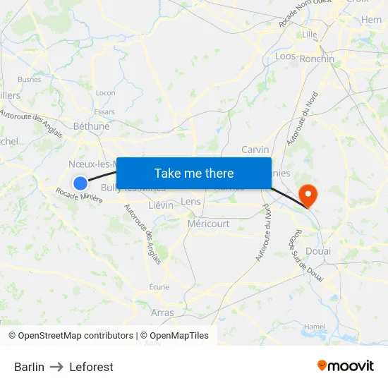 Barlin to Leforest map