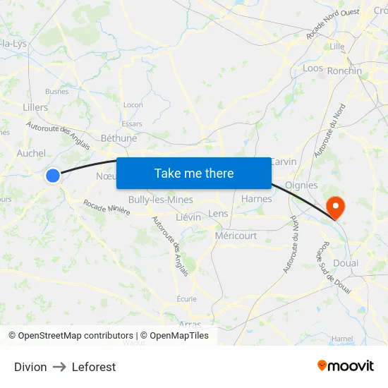 Divion to Leforest map