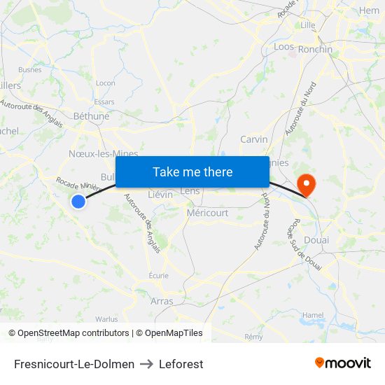 Fresnicourt-Le-Dolmen to Leforest map