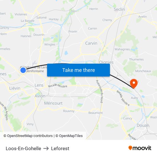 Loos-En-Gohelle to Leforest map