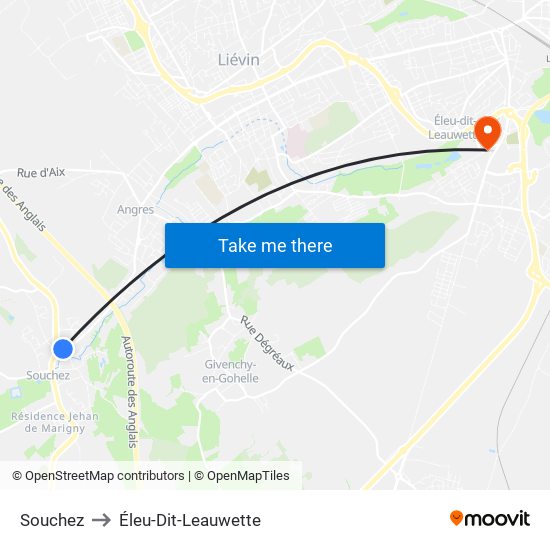 Souchez to Éleu-Dit-Leauwette map