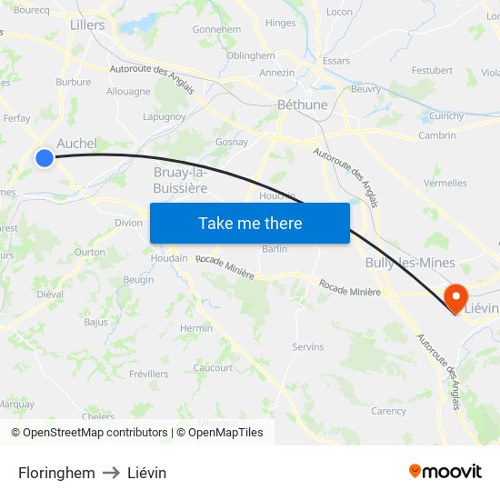 Floringhem to Liévin map