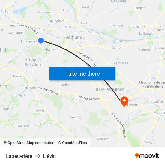 Labeuvrière to Liévin map