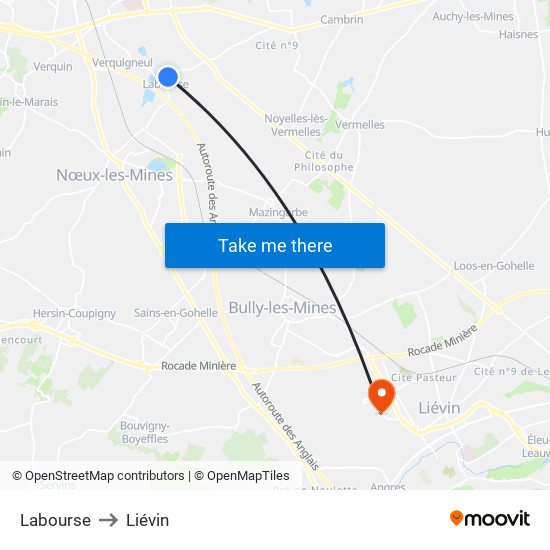 Labourse to Liévin map
