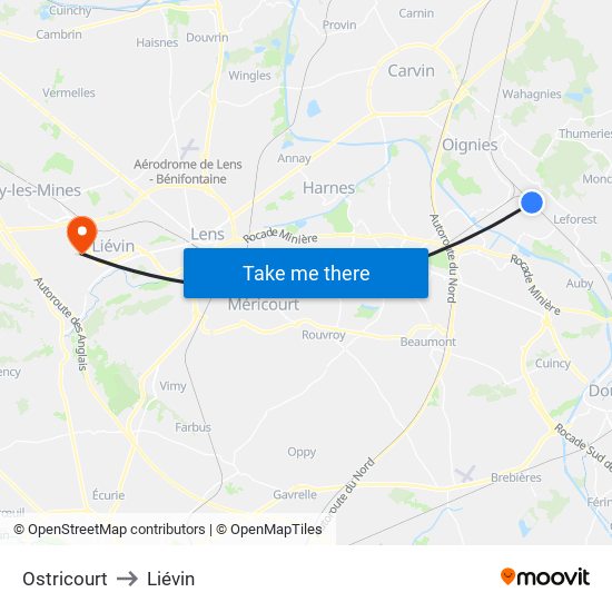 Ostricourt to Liévin map