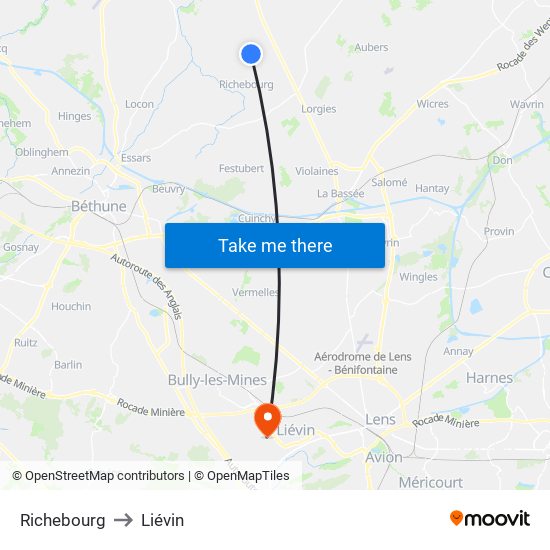 Richebourg to Liévin map