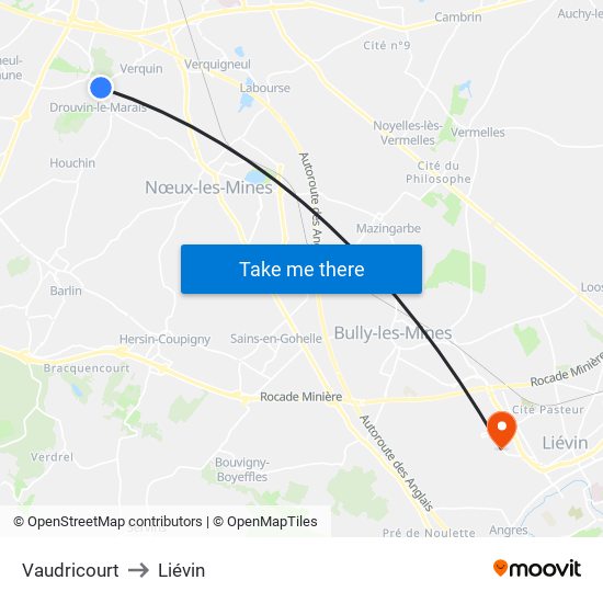 Vaudricourt to Liévin map