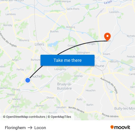 Floringhem to Locon map