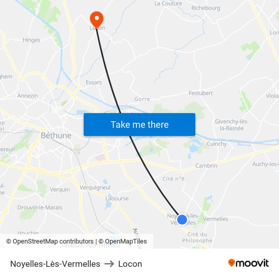 Noyelles-Lès-Vermelles to Locon map