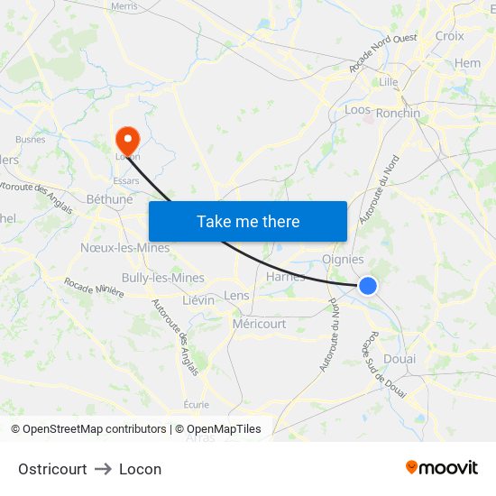 Ostricourt to Locon map