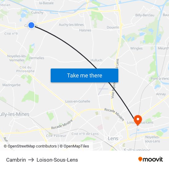 Cambrin to Loison-Sous-Lens map