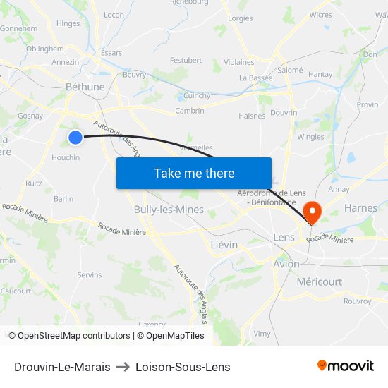 Drouvin-Le-Marais to Loison-Sous-Lens map