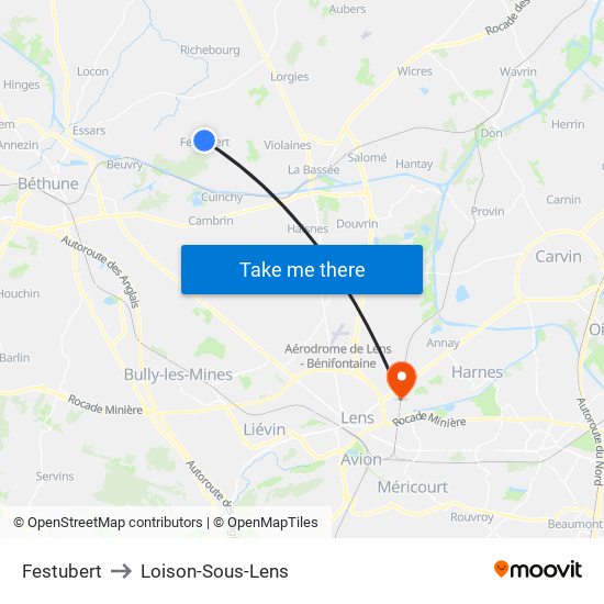 Festubert to Loison-Sous-Lens map