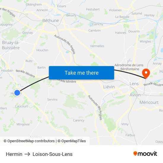 Hermin to Loison-Sous-Lens map