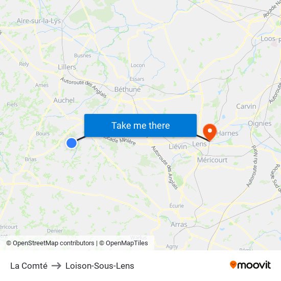 La Comté to Loison-Sous-Lens map