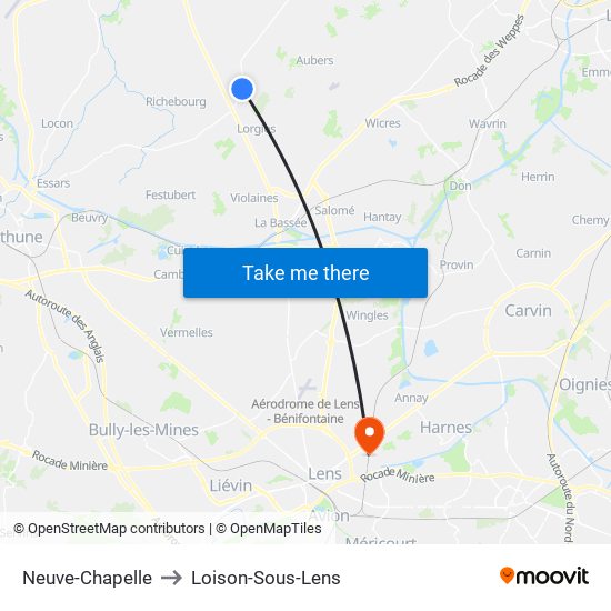 Neuve-Chapelle to Loison-Sous-Lens map