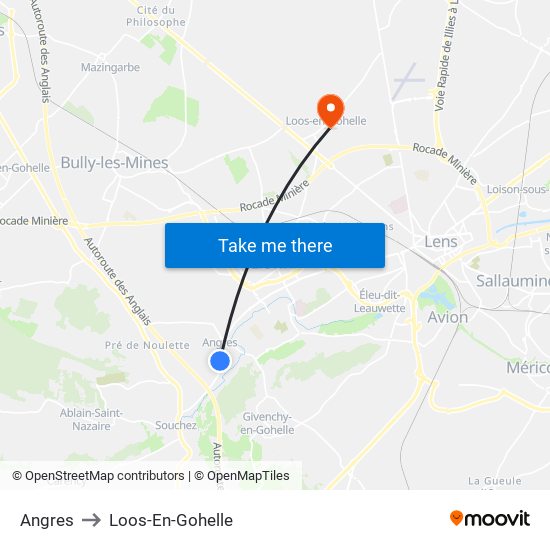 Angres to Loos-En-Gohelle map