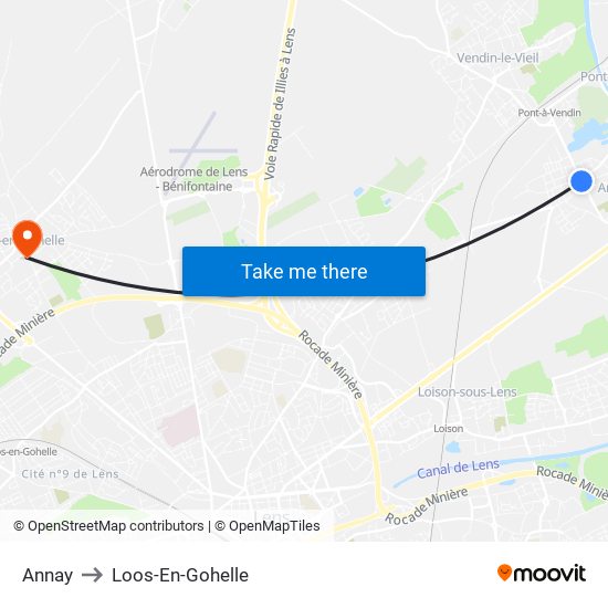 Annay to Loos-En-Gohelle map