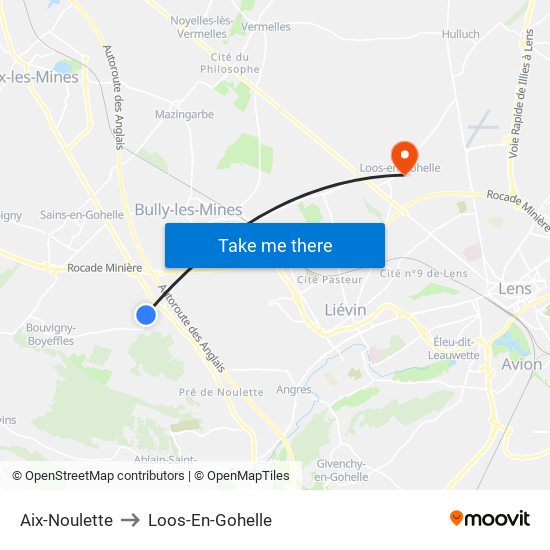 Aix-Noulette to Loos-En-Gohelle map