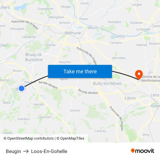 Beugin to Loos-En-Gohelle map