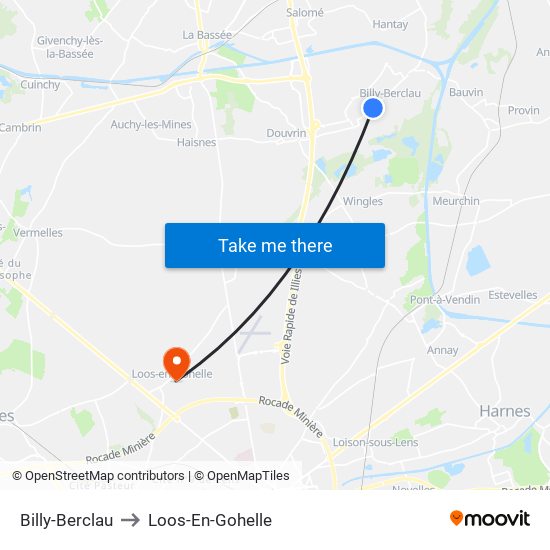 Billy-Berclau to Loos-En-Gohelle map