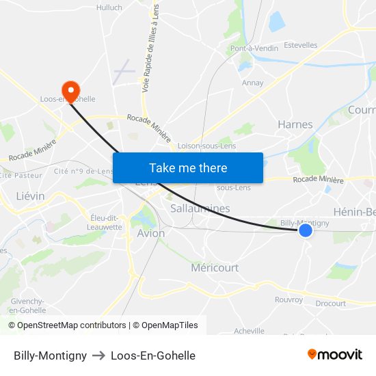 Billy-Montigny to Loos-En-Gohelle map