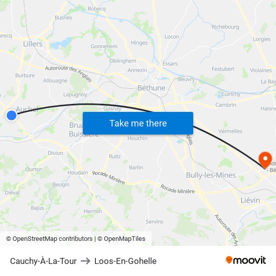 Cauchy-À-La-Tour to Loos-En-Gohelle map