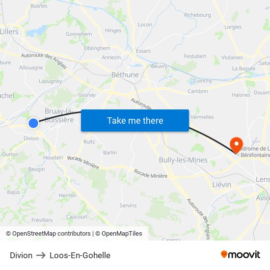 Divion to Loos-En-Gohelle map