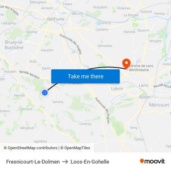 Fresnicourt-Le-Dolmen to Loos-En-Gohelle map