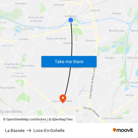 La Bassée to Loos-En-Gohelle map