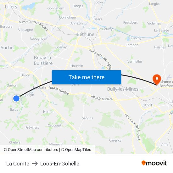 La Comté to Loos-En-Gohelle map