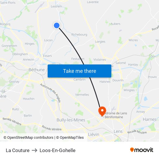 La Couture to Loos-En-Gohelle map
