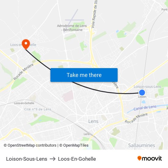 Loison-Sous-Lens to Loos-En-Gohelle map