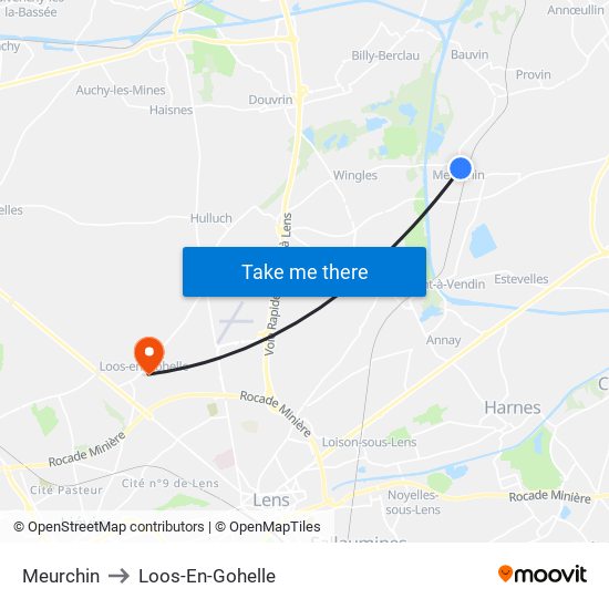 Meurchin to Loos-En-Gohelle map